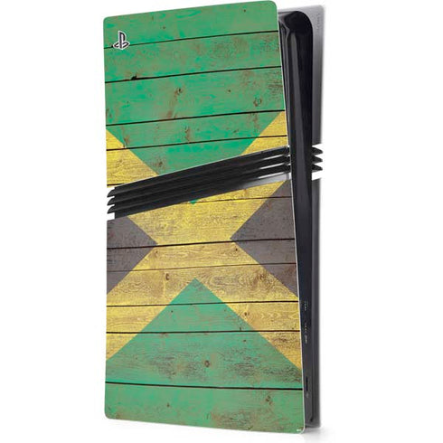 Jamaican Flag Dark Wood PS5 Pro Console Skin